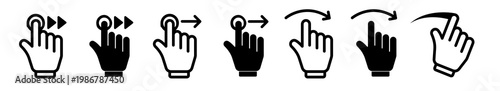 Swipe right to left icon set. drag or scroll to left side black editable hand sign. suitable for app or web ui design.
