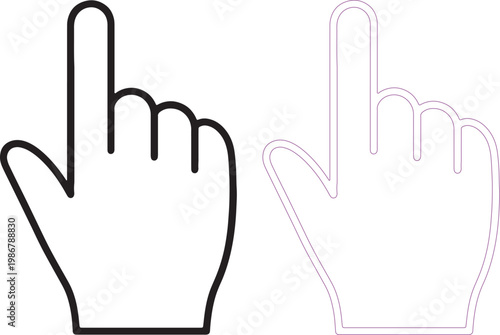 Hand cursor with extended index finger silhouettes