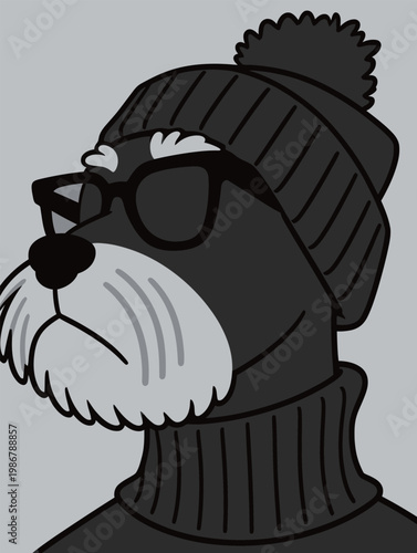 Stylish Dog Wearing Beanie and Sunglasses
