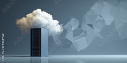 Cloud Computing Concept with Server and Abstract Cloud Formation