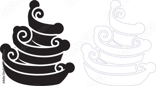 Mini spiral ribbon curl silhouettes black