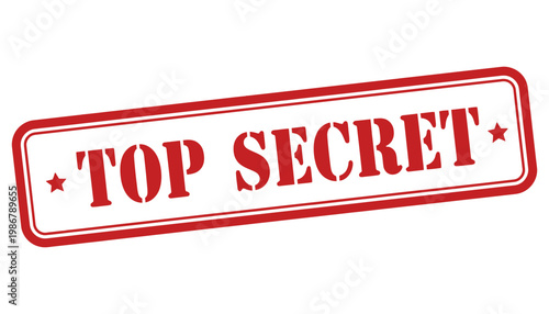 A top secret stamp on a white background with red letters