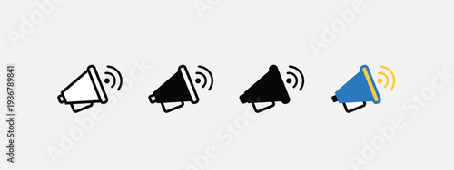 UI UX icon pack with notification bell symbols and alert icons in minimal outline style for app interface design