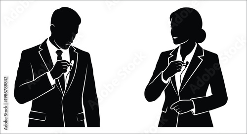 Business professionals engaged in conversation gesturing with pens