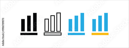 UI UX icon pack with analytics and chart icons in outline style for dashboard and interface design