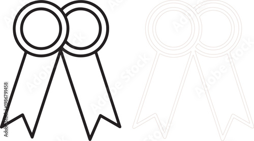 Thin line ribbon in black and brown on white background