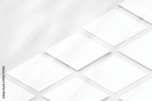 Minimalist social media post interface mockup grid on a light gray background with organic sunlight shadows. High-quality 3D for social media content, branding, and digital marketing presentation.