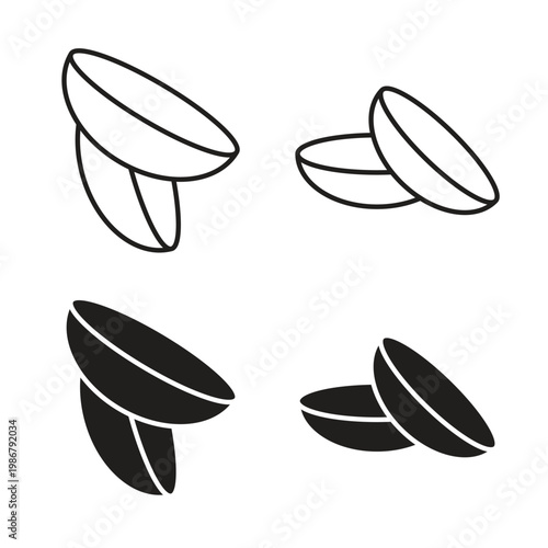 contact lenses icon collection. Black Line stroke silhouette style icons