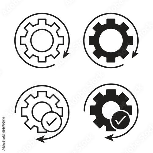 Continuous changes icon in line and glyph style. Flat and stroke icons