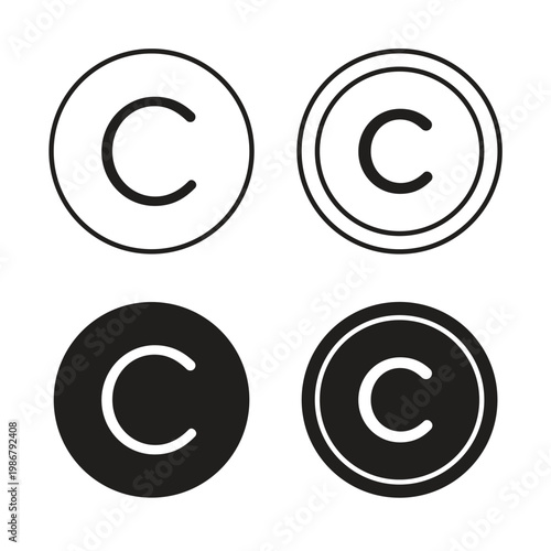 Copyright icon in trendy flat and line style design. Icon symbol illustration
