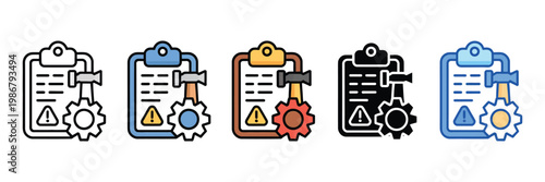 Risk compliance multiple icon set, regulatory control and audit symbols