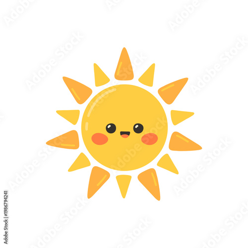 Cute kawaii sun vector illustration 