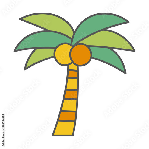 Palm tree vector illustration in flat style for tropical beach and summer resort. Exotic coconut plant for vacation and island concepts.