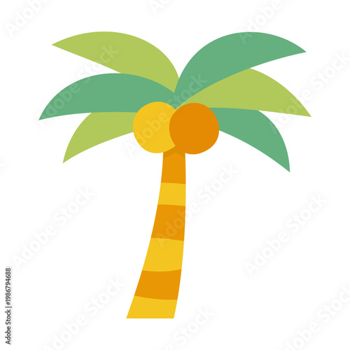 Palm tree vector illustration in flat style for tropical beach and summer resort. Exotic coconut plant for vacation and island concepts.