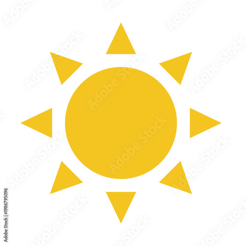 Sun vector illustration in flat style for sunny weather and summer season. Bright sunshine symbol for heat, energy and optimism concepts.