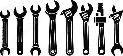 wrench vector icons set of spanner socket ratchet and tools