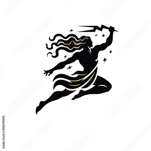 Zeus Silhouette Throwing Thunderbolt