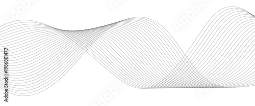 Abstract Flowing Grey Wave Lines on White Background, Minimalist Geometric Vector Pattern with Smooth Layered Curves for Technology, Sound, Finance, and Modern Business Design.