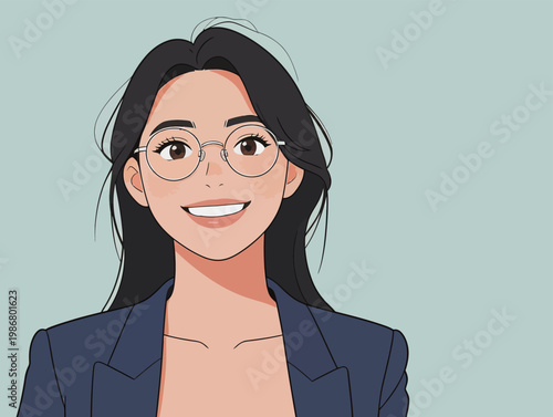 Smiling Professional Woman with Glasses Illustration