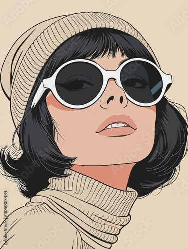 Retro Stylish Woman in Fashionable Attire