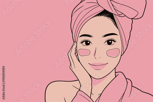 Young Woman with Facial Mask After Shower
