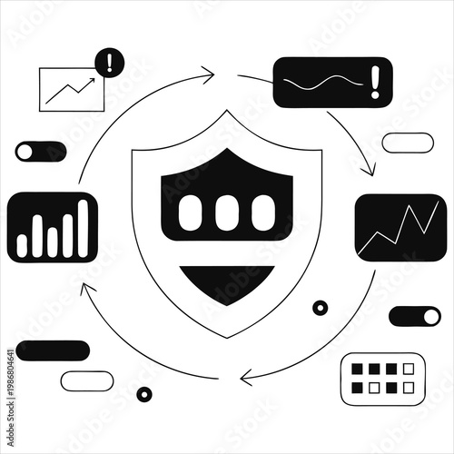 AI fraud detection in finance with shield protection and circular data analysis.