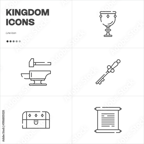 Medival, kingdom, knighthood icon vector set