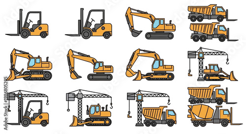 Heavy construction equipment vehicles machines.