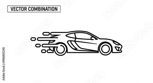 Vector sports car speeding illustration.