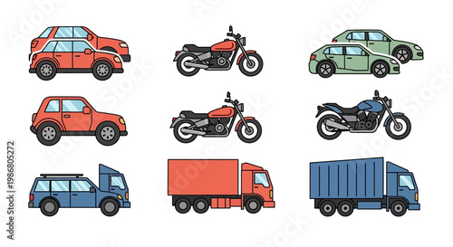 Vehicles on the road transportation.