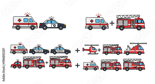 Emergency Vehicles Combination Toy Models.