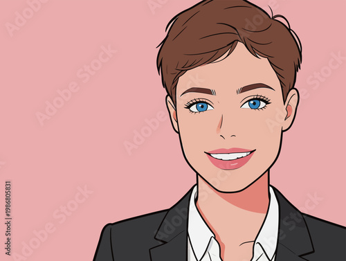 Young Professional Woman in Formal Suit Illustration
