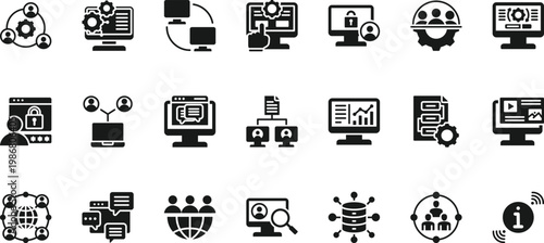 intranet icon set collection. pack contain network, portal, access, internal, community, connect, collaborate, communication, team, information icon