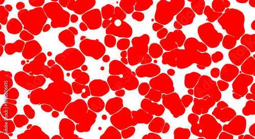 Abstract red blood cells vector pattern, microscopic organic cell structure on white background, biological medical texture for healthcare design