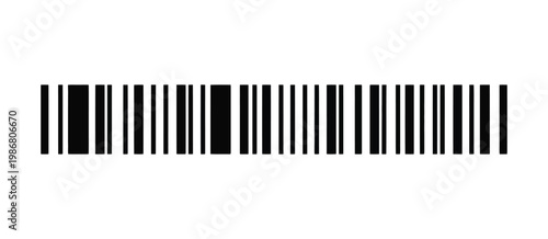 Vector long barcode illustration, retail product scanning and identification code design