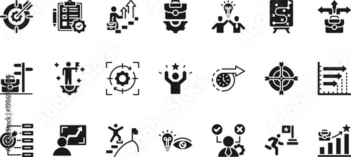 career planning icon set collection. pack contain career, planning, goal, path, journey, growth, strategy, vision, target, opportunity icon