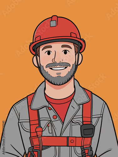 Happy Male Worker in Safety Gear Illustration
