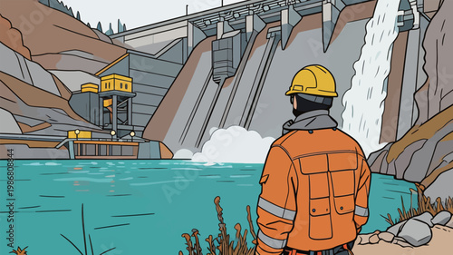 Engineer Observing Hydroelectric Dam Very good content.