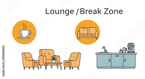 Lounge Break Zone With Coffee Station and Seating.