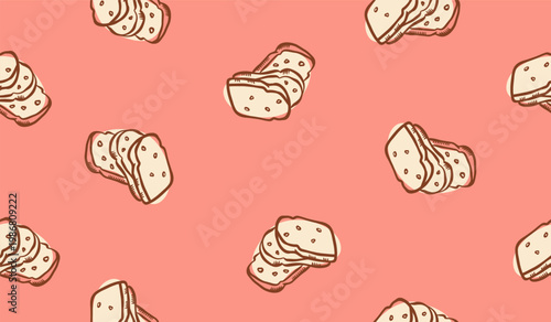 Cute bread pattern background vector design