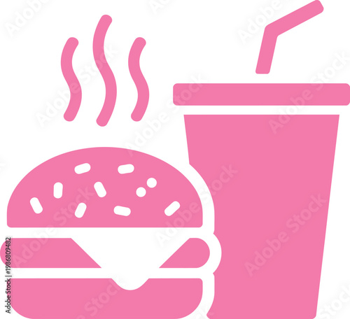 Delicious burger and drink combo with steamy aroma