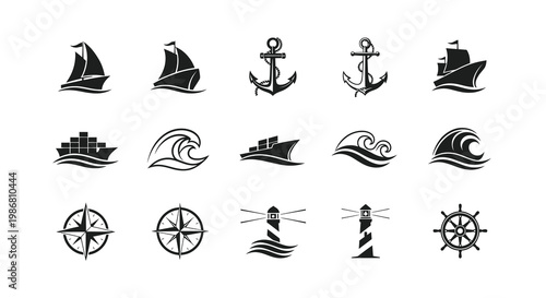 Nautical and Maritime Navigation Vector Elements