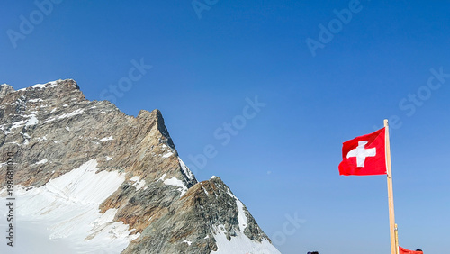 Jungfraujoch Summit with Swiss Flag