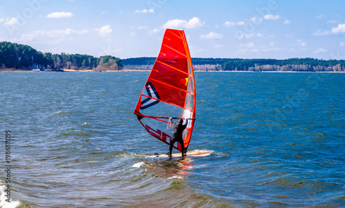 Wallpaper Mural windsurfer swim on the sea surface Torontodigital.ca