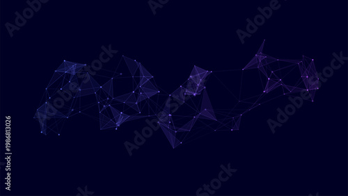 Abstract polygonal network wave on dark background, futuristic data connection technology concept
