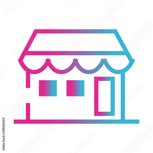 vector illustration of a offline store with gradient line style