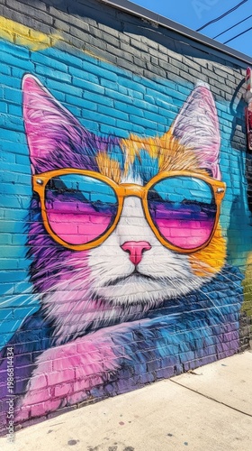 Cool cat mural sunglasses vibrant colors