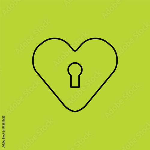Heart privacy and emotional protection concept showing a padlock keyhole inside a heart shape.