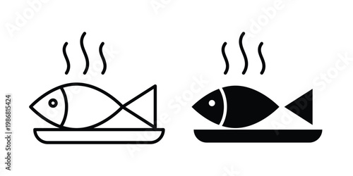Cooked fish icon design Illustration set for Projects