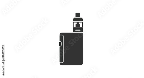 Black silhouette of a vape device with attached tank